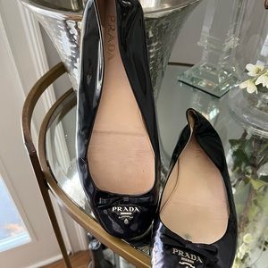 Prada navy patent ballerina flat